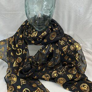 Fantastic Beasts Gold Foil Viscose Scarf Shawl Wrap Loot Crate Exclusive